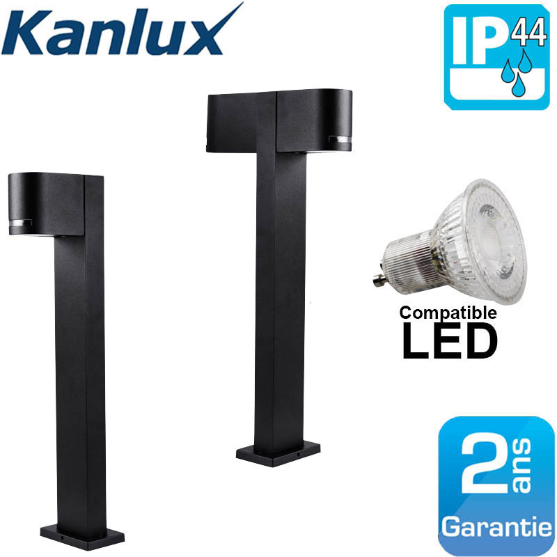 Borne lumineuse noir Mat étanche IP44 - Gu10 Borne lumineuse noir Mat étanche IP44 - Gu10