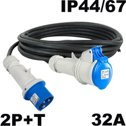 Rallonge mono 32A P17 2P+T câble souple HO7RNF 3x6mm²