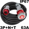 Rallonge 63A tri 3P+N+T - Câble HO7RNF 5x10mm² - Étanche IP67