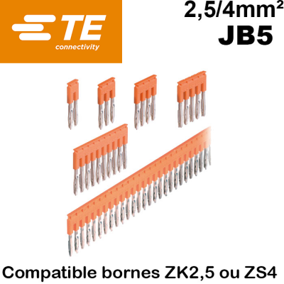 Barrette de jonction TE CONNECTIVITY JB5 pour borne ZK2,5 ou ZS4 TE Connectivity