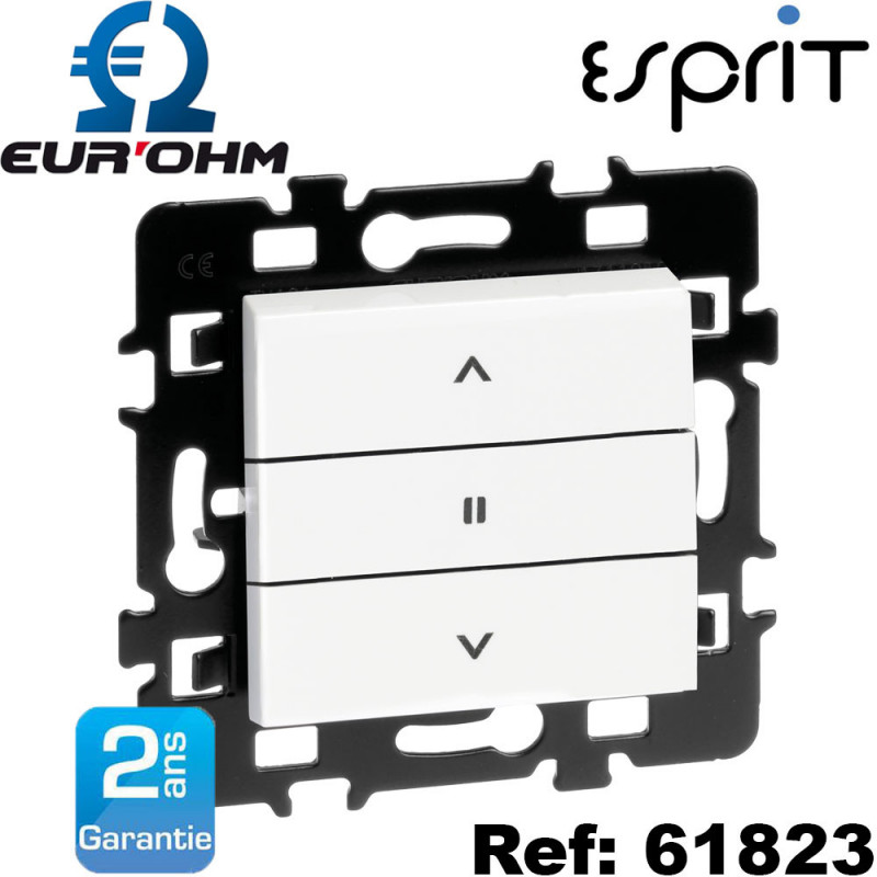 Interrupteur de volets roulants 3 positions et double poussoir 6A gamme Esprit Eurohm Eur'Ohm