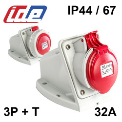 Socle de prise murale triphasé 32A - 380V - IP44 ou IP67 IDE Socle de prise murale triphasé 32A - 380V - IP44 ou IP67 IDE