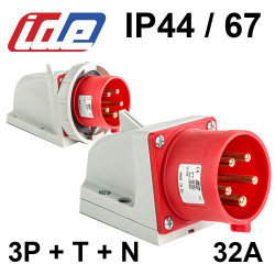 Socle male en saillie prise 32A 3P+T+N 380V IDE Socle male en saillie prise 32A 3P+T+N 380V IDE