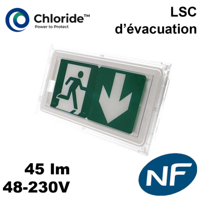 Luminaire d'Evacuation pour LSC RIVA 45lm IP 48-230 Chloride