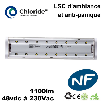 Luminaire d'ambiance et d'anti-panique - 48vdc à 230Vac - 1100lm Chloride