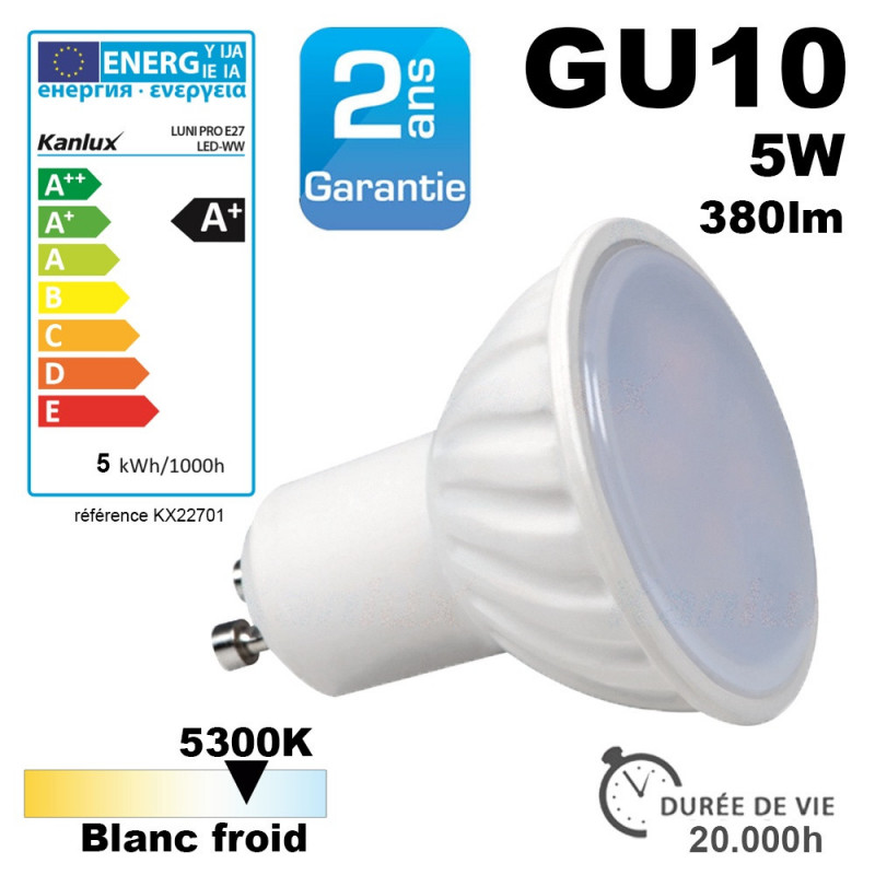 Ampoule LED GU10 5W 380lm 20,000h