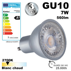 Ampoule LED GU10 PRO 7W équivalent 48W - Garantie 3 ans