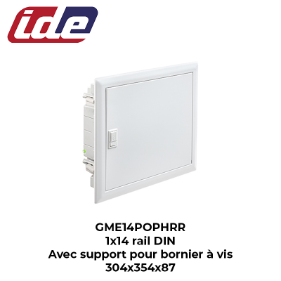 Coffret GOLD MÉTAL encastrable porte métallique IP40 1x14 modules + barre de terre IDE