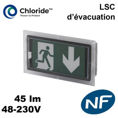 Luminaire d'Evacuation pour LSC RIVA NOIR 45lm IP 48-230 Chloride