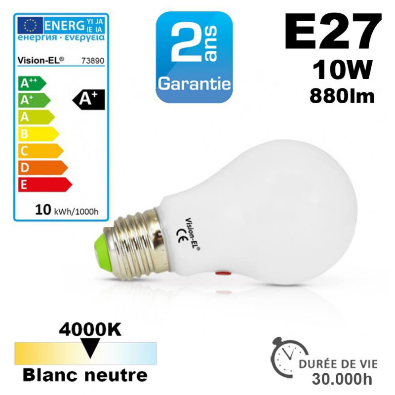 Ampoule crépusculaire LED culot E27 4000k 880lm 10W Kanlux Ampoule crépusculaire LED culot E27 4000k 880lm 10W Kanlux