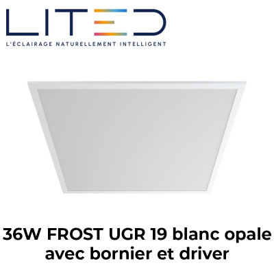 Panneau LED FROST encastrable 36W 3240lm IP20 avec bornier et driver LITED