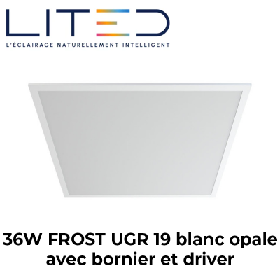 Pavé led plat 36W FROST UGR 19 blanc opale avec bornier et driver LITED