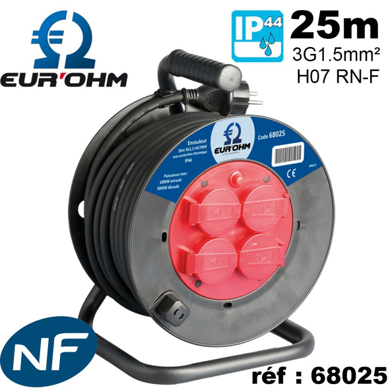 Enrouleur électrique étanche HO7RNF (qualité industrielle) longueur 20 à 40m Eur'Ohm