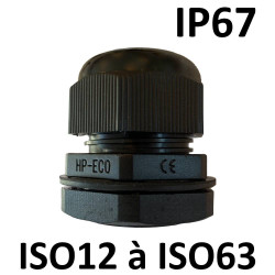 Presse étoupes noir ISO IP67 + contre écrou