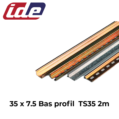 Rail DIN symétrique 35 x 7.5 bas profil TS35 2 mètres IDE