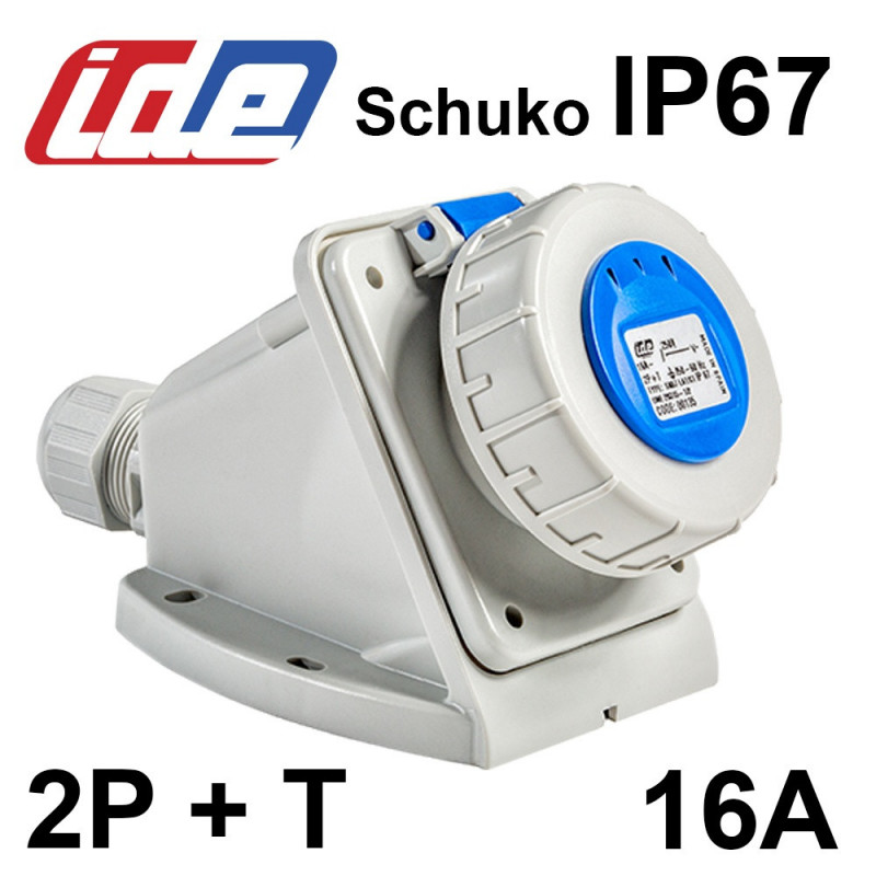 Socle de prise SCHUKO 2P+T 16A - IP67 IDE