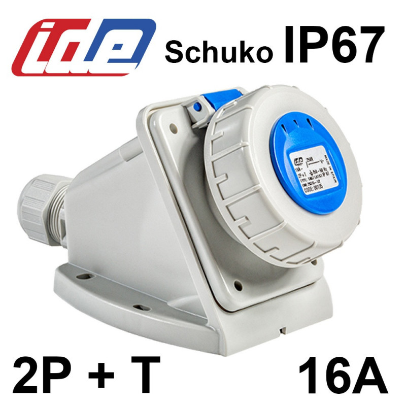 Socle de prise SCHUKO 2P+T 16A - IP67 IDE Socle de prise SCHUKO 2P+T 16A - IP67 IDE