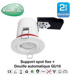 Spot GU10 BBC Rond Blanc avec douille automatique Ø88 mm Spot GU10 BBC Rond Blanc avec douille automatique Ø88 mm