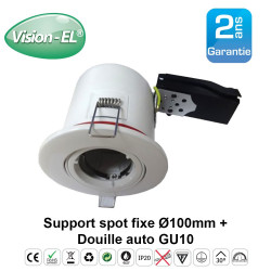 Spot GU10 BBC orientable Rond Blanc avec douille automatique Ø100 mm Spot GU10 BBC orientable Rond Blanc avec douille automatique Ø100 mm