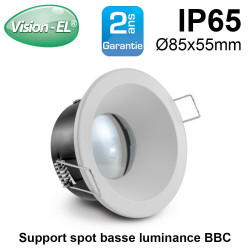 Support de spot fixe basse luminance BBC rond blanc 85 mm Support de spot fixe basse luminance BBC rond blanc 85 mm