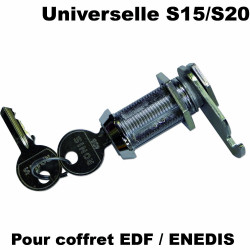 Serrure à clé universelle pour coffret S15 ou S20 avec clé F405 pour coffret EDF ENEDIS