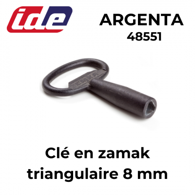 Clé zamak triangulaire 8mm pour coffret Argenta IDE