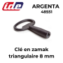 Clé zamak triangulaire 8mm pour coffret Argenta IDE