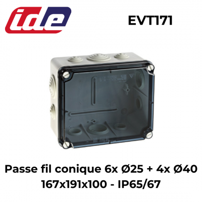 Boîte de dérivation IP65 avec couvercle transparent IDE