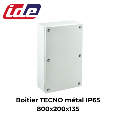 Boîtier métallique étanche TECNO IP65 - 800x200x135 - bords lisses sans plaque de montage ni fixation IDE