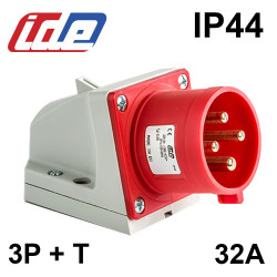 Socle de prise male en saillie 32A 3P+T 380V - Étanche IP44 ou IP67 IDE Socle de prise male en saillie 32A 3P+T 380V - Étanche IP44 ou IP67 IDE