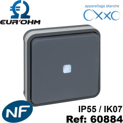 Interrupteur étanche IP55 de type Bouton poussoir lumineux voyant bleu ENCASTRÉ OXXO Eurohm Eur'Ohm