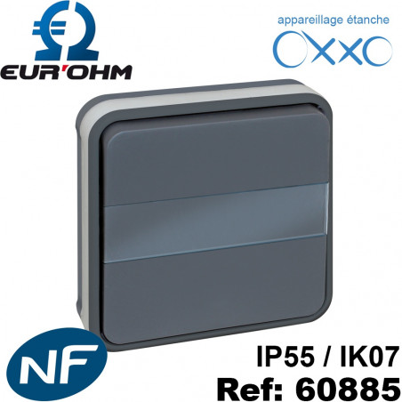 Bouton poussoir étanche IP55 avec porte-étiquette lumineux encastré NF OXXO Euro Eur'Ohm