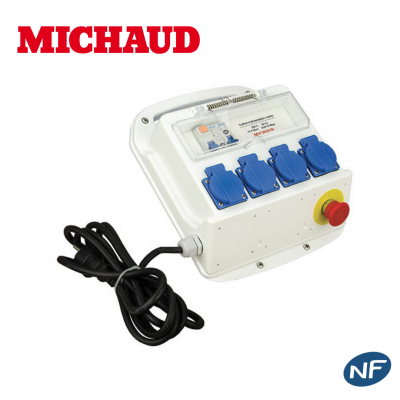 Coffret de chantier 4 prises 16A avec arrêt d'urgence MICHAUD