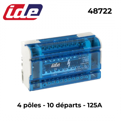 Répartiteur tétrapolaire 125A ou 160A - 6 à 14 départs IDE
