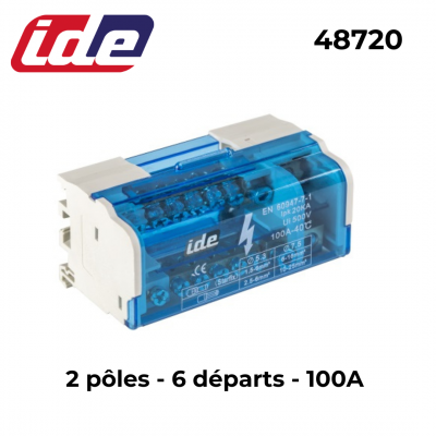 Répartiteur bipolaire 100A ou 125A - 6 à 14 départs IDE