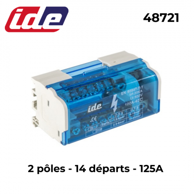 Répartiteur bipolaire 100A ou 125A - 6 à 14 départs IDE