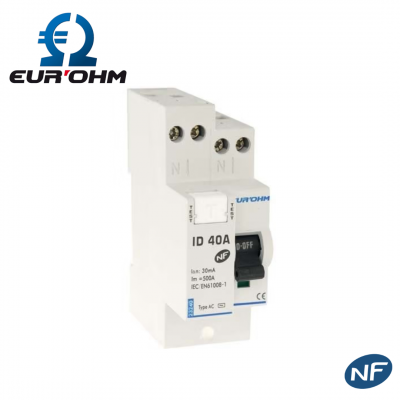 Interrupteur différentiel Phase Neutre - 30mA - Type AC - 40A EUR'OHM