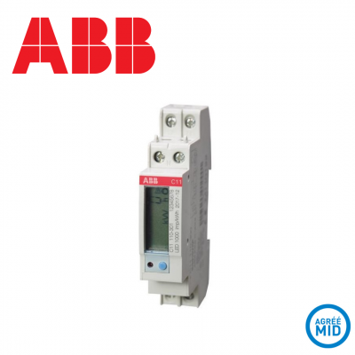 Compteur électrique monophasé 40A - 230V avec écran LCD ABB