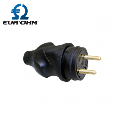 Prise mâle en caoutchouc 2P+T 16A étanche IP44 EUR'OHM