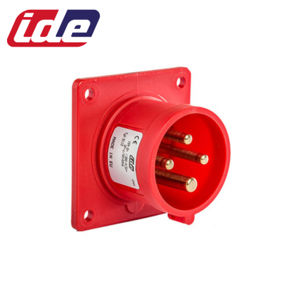 Prise mâle 3P+T 32A étanche IP44 ou IP67 à encastrer sur coffret IDE