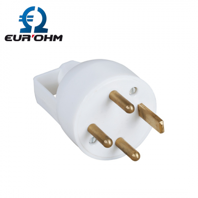 Fiche mâle avec anneau et entrée de câble droite triphasée 20A EUR'OHM