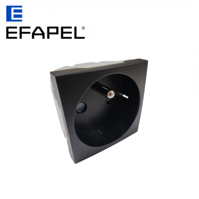 Prise de courant 2P+T 2 modules - 16A 250V - Noir mat EFAPEL