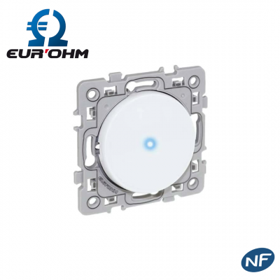 Interrupteur va-et-vient avec témoin lumineux bleu blanc ou anthracite SQUARE EUR'OHM