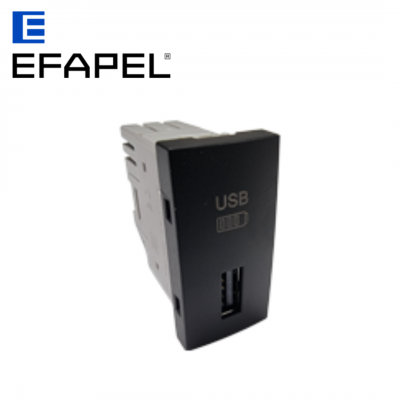 Chargeur USB type A - 1 module noir mat EFAPEL