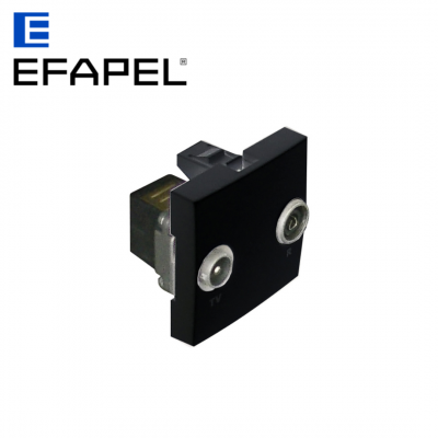 Prise R - TV - 2 modules noir mat EFAPEL