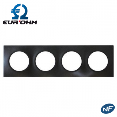 Plaque de finition anthracite 4 postes SQUARE EUR'OHM