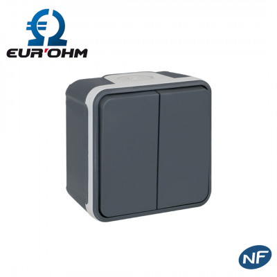 Interrupteur étanche double va-et-vient en saillie IP55 EUR'OHM