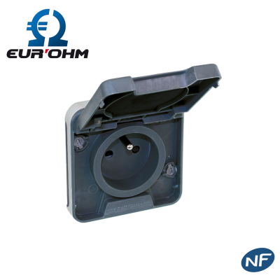Prise étanche avec clapet 2P+T 16A composable encastrable IP55 EUR'OHM
