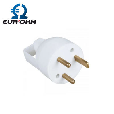 Fiche mâle avec anneau et entrée de câble droite 2P+T 20A EUR'OHM