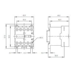 Contacteur bobine 48V - 3NO + 1 NO 4kW 9a 48V AC (fixable sur rail DIN)